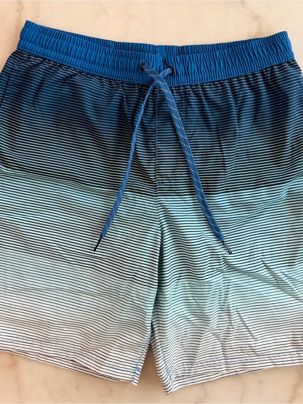 Quiksilver Navy and White Striped Swim Shorts